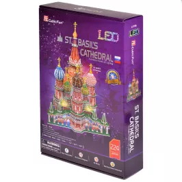 3D пазл с LED-подсветкой: Храм Василия Блаженного (224 детали) картинка 370999 - МосИгра